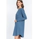 thumbnail image 3 of Saronite Vestido Corto Básico de Rizo Francés de Manga Larga, Azul Vintage (para Mujer), 3 of 4