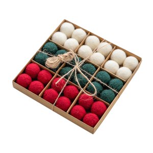 Magideal - 24 Bolas De Fieltro, Pompones Navideños Hechos A Mano, Cuentas De Fieltro De 3Cm Para Bricolaje, Guirnaldas Navideñas, Decoraciones Navideñas, Manuali Estilo E