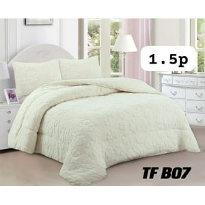 Aladdins Shop - Cobertor De Invierno Texturizado Con Chiporro 1,5 Plaza Diseño Flor Blanco Invierno