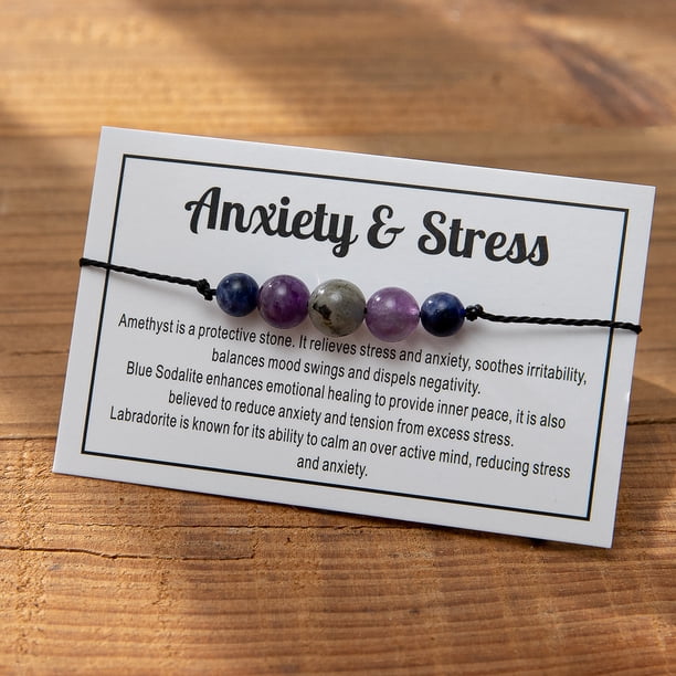Seven Chakra Stone Bracelet - Yoga Meditation Anxiety Relief Jewelry Gift with Smooth Round Shape Beads
