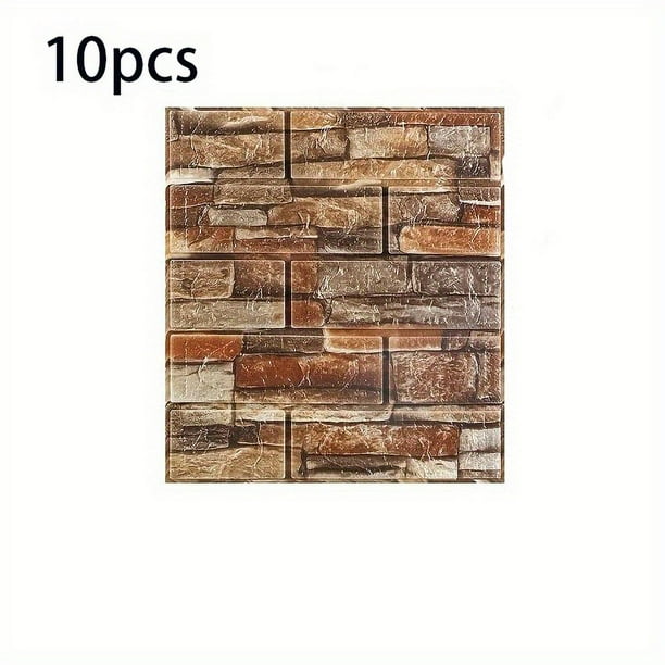 10pcs 3D Wall Stickers Diy Wallpaper Foam Soft Tiles, Bedroom Faux Brick Wallpaper Decoration, Waterproof And Mildew-resistant Self-adhesive Wallpaper For Living Room Kitchen TV Backdrop