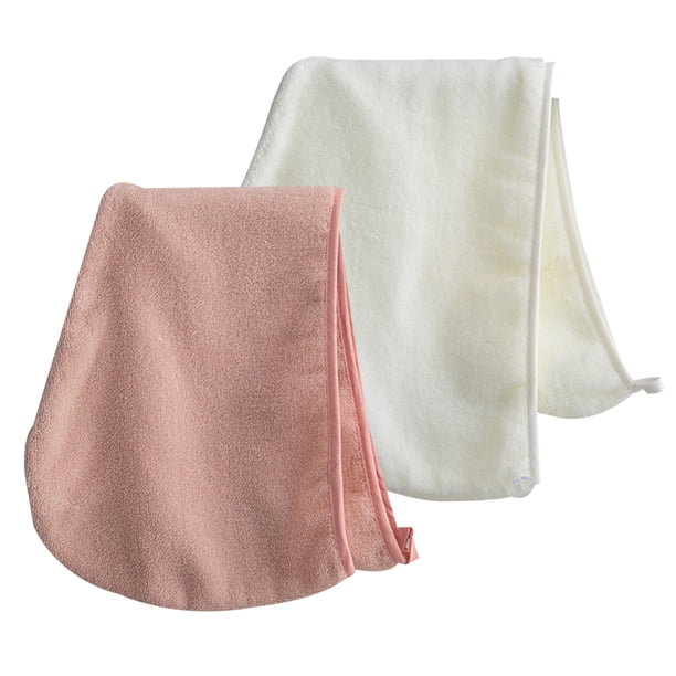 Toalla para el cabello de algodón de secado rápido, superabsorbente, para mujer, con botón (2 unidades)