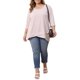 thumbnail image 2 of GRACIA Y GRANDEZA Blusa de Mujer Talla Grande con Rayas Cuello Redondo Suelto Casual Túnica Manga 3/4 Cruzada Dobladillo Alto Bajo 1X Rosa, 2 of 6