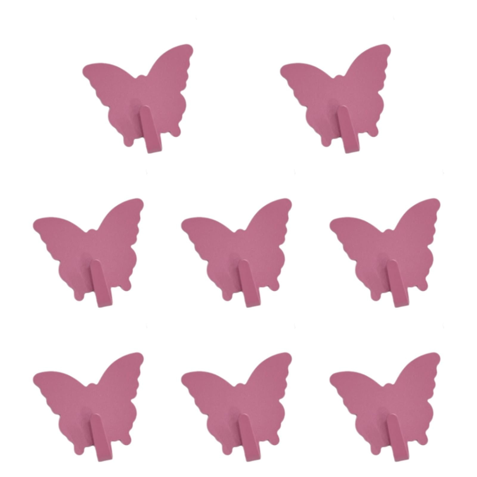 Bothyi - 8 Ganchos De Pared Con Forma De Mariposa, Resistentes, Para Toallas, Para Cocina, Oficina, Llaves, Color Rosa Y Rojo