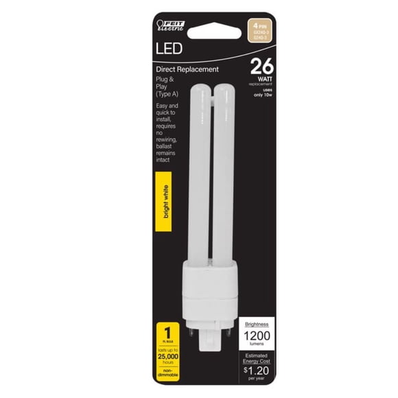 Tubo de luz LED Feit PL GX24Q-3, 4 pines, blanco neutro, 26 W, paquete de 1