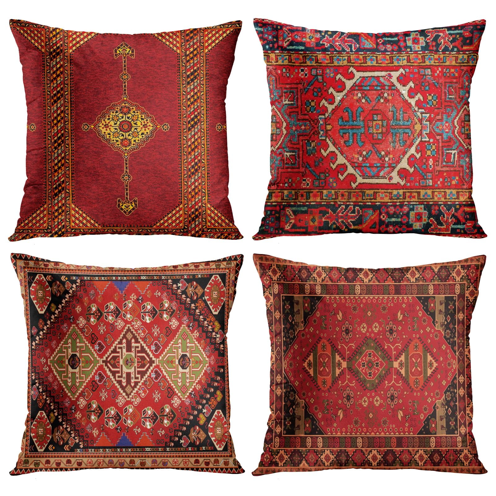 Juego De 4 Fundas De Almohada Britimes Geometric Kilim Moroccan De 50 X 50 Cm