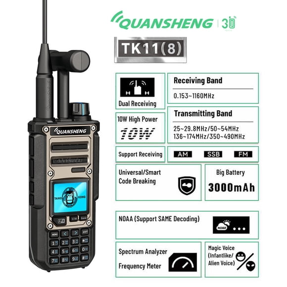 Quansheng TK11-8 Walkie Talkie Portátil Profissional UHF 16 Canais