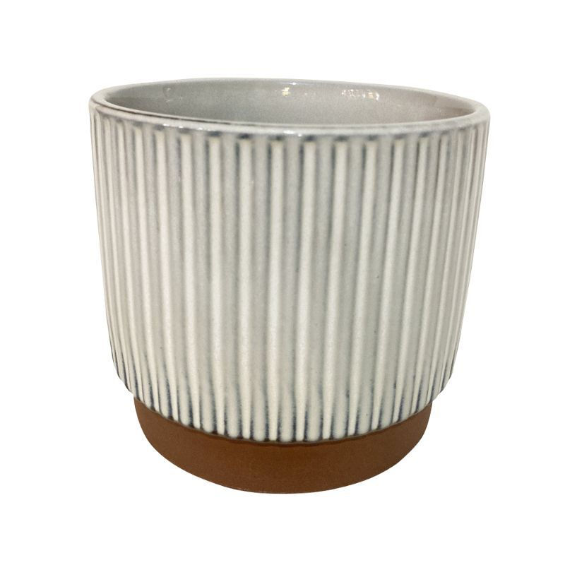 Decogreen - Macetero Cilindro Enlozado Blanco 14X12 Cm