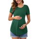 thumbnail image 1 of INSPIRE CHIC Blusa de Maternidad para Mujer de Manga Corta con Cuello Redondo y Diseño Arrugado Camiseta de Maternidad con Cintura en Capas Verde 2XL, 1 of 6
