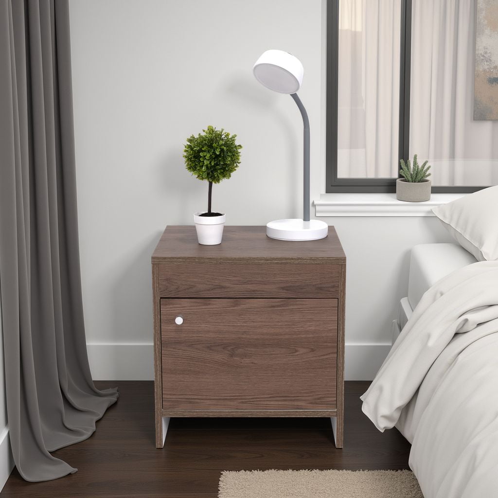 Tuhome - Velador 1 Puerta Colore 41,6x40x35 Cm Milan Y Blanco