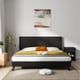 thumbnail image 2 of Wood Headboard Queen Size, 64.4" Wide Wooden Queen Headboard Only, Modern Farmhouse Headboards, Wall Mounted Fluted Panel, Wingback Boho Headboards, Black Oak, 2 of 3
