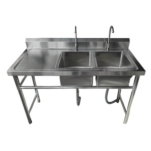 Prochef - Lavafondos Doble Acero Inox. 150X60X90 Cm. Secador Izquierdo