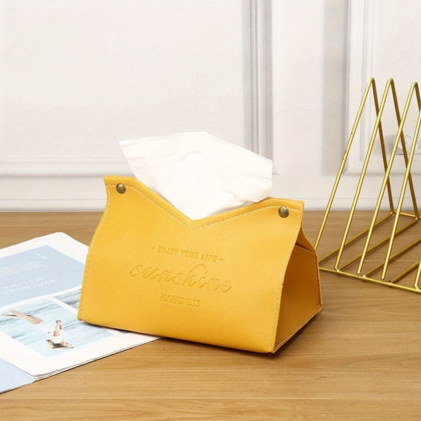 1pc Nordic Leather Tissue Box - Large Storage Box for Home Living Room, Bedroom, Kitchen - Napkin Holder and Desktop Organizer