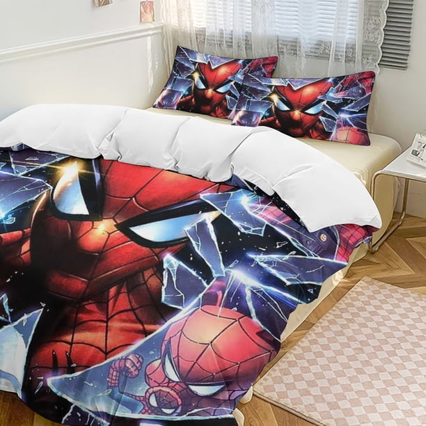 Spider-Man 3-Piece Twin Bed Set - Includes 1 Single Quilt And 2 Pillow Cases Bedding - Fade Resistant Microfiber - Spider