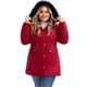 thumbnail image 2 of Abrigo Parka para Mujer de Talla Grande Agnes Orinda Rompevientos con Capucha de Piel Sintética, Cordón, Forro Polar, Cremallera y Botones con Bolsillos 1X Burdeos, 2 of 5