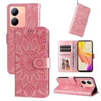 Funda Tipo Cartera Foxdock Para Vivo Y78 5G , Diseño Girasol En Relieve, Cuero Pu, Cierre Magnético, Soporte Y Tarjetero