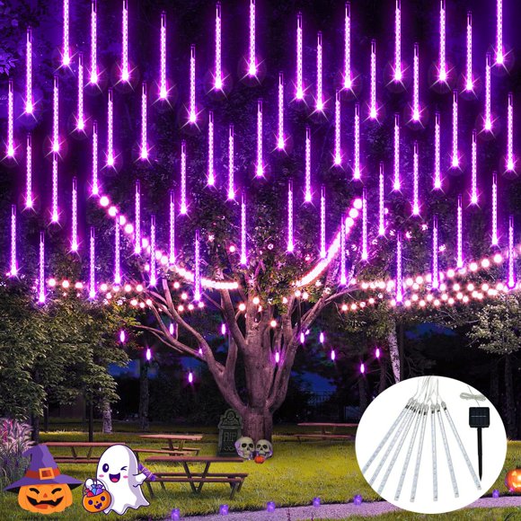 Luces solares tipo lluvia con forma de meteorito JMEXSUSS, 8 tubos, 144 LED