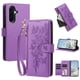 thumbnail image 1 of Funda Billetera Floral en Relieve samsung galaxy A36 5g con Tarjetero y Cremallera Morado, 1 of 6