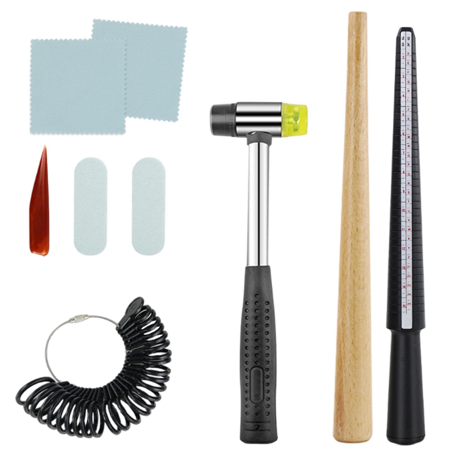 Bothyi - 9X Ring Sizer Jewelry Herramientas De Medición Kit Martillo Anillos Mandril Set Equipo
