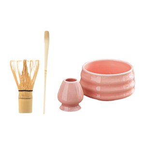 Magideal - Juego De Té Matcha, Juego De Utensilios Para Matcha, Herramientas Para Hacer Té, Tazón De Té, Batidor De Matcha De Bambú Chino Y Soporte, Tazón De Mat Rosa