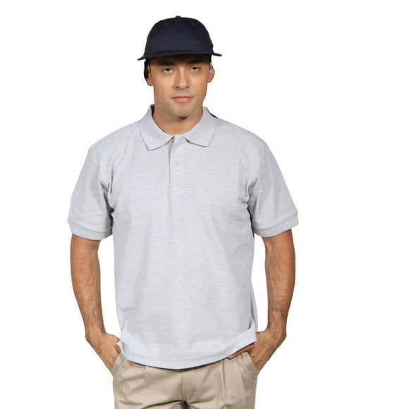 Polera Pique Hombre Manga Corta Gris Protección Uv