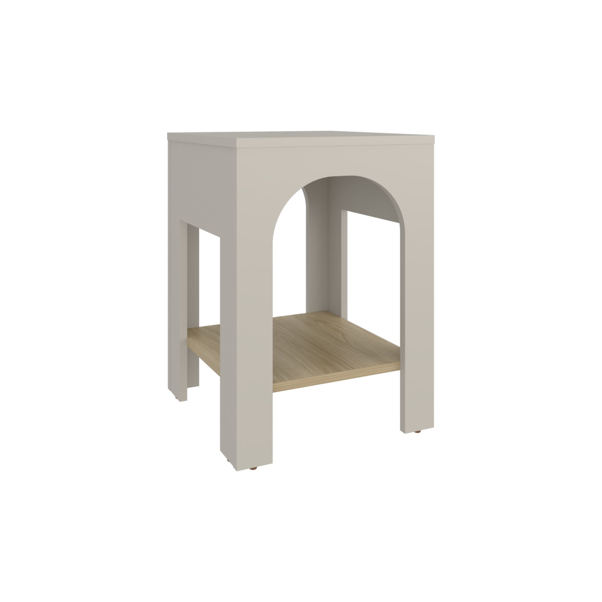 Fmfurniture - Mesa Lateral 52x37,5x37,5 Cm Beige Y Café Claro