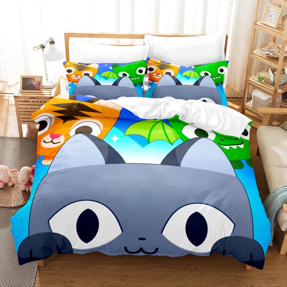v2670 Bed Sheets Games Cute Pet Simulator X printing Bedding Set Single Double King Bed Set Children's Bedroom Duvet cover Set Home Textiles 3-Piece Bedding Set (1 Duvet Cover + 2 Pillow Shams) Bed Sh