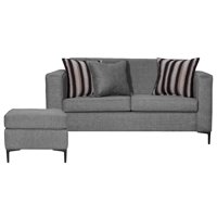 Colbox - Sofá Clio 2C + 1 Pouf-Met Tela Gris Medio