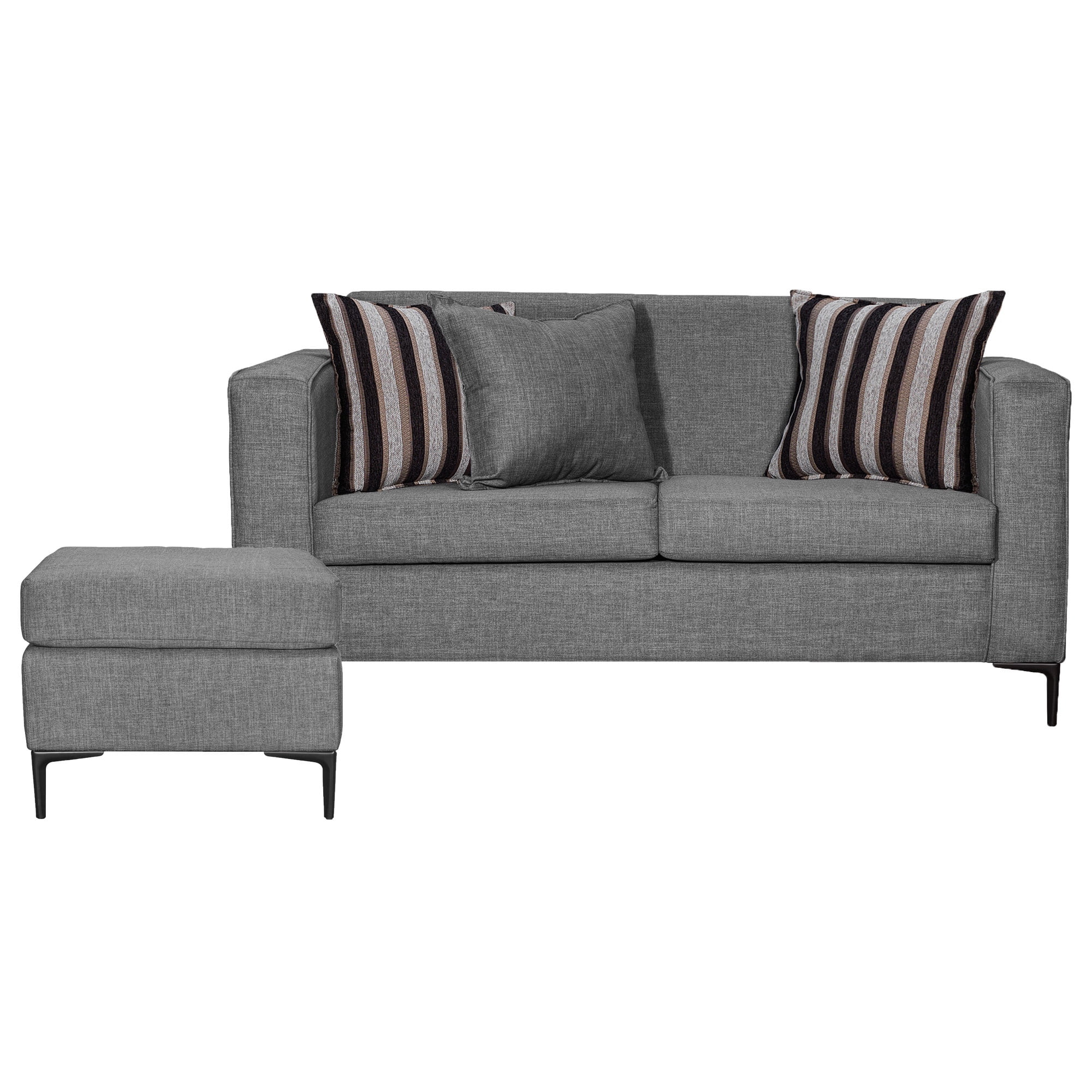 Colbox - Sofá Clio 2c + 1 Pouf-met Tela Gris Medio