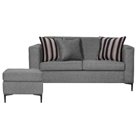 Colbox - Sofá Clio 2C + 1 Pouf-Met Tela Gris Medio