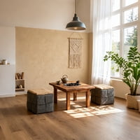 M&Ms - Ottoman Foot Rest Soft And Comfortable Ottoman Square Corduroy Woven Design Sofa Stool (Grey)