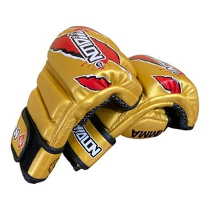 Wolon - Guantes Mma Cuero Natural Dorado