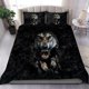 thumbnail image 1 of Angry Wolf Animal Black Quilt Duvet Cover Set Children Doona Cover Bed Linen3-Piece Bedding Set, 1 of 5