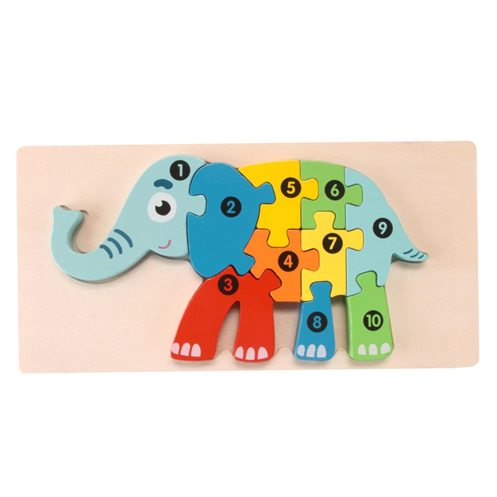 Magideal - Rompecabezas De Números De Animales De Madera, Rompecabezas Para Niños Pequeños, Juguete Educativo De Aprendizaje Sensorial, Rompecabezas De Números, Elefante