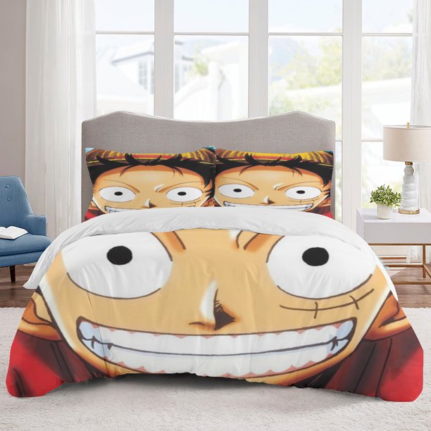ONE PIECE Bedding Sets Cartoon Duvet Cover Lightweight 3 Piece Bet Sets for Kids Boys Girls