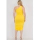 thumbnail image 3 of Saronite Vestido Midi Ajustado de un Solo Hombro con Fruncido, Sexy y Liso, Color Dalia (Talla Grande para Mujer), 3 of 4