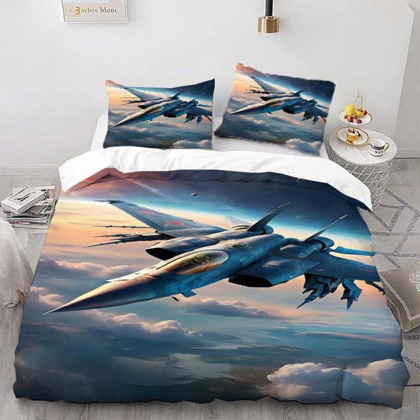 Sci-Fi Fighter Jet Illustration Bedding Set Soft and Comfortable for All Seasons Ideal for Home and Bedroom Decor