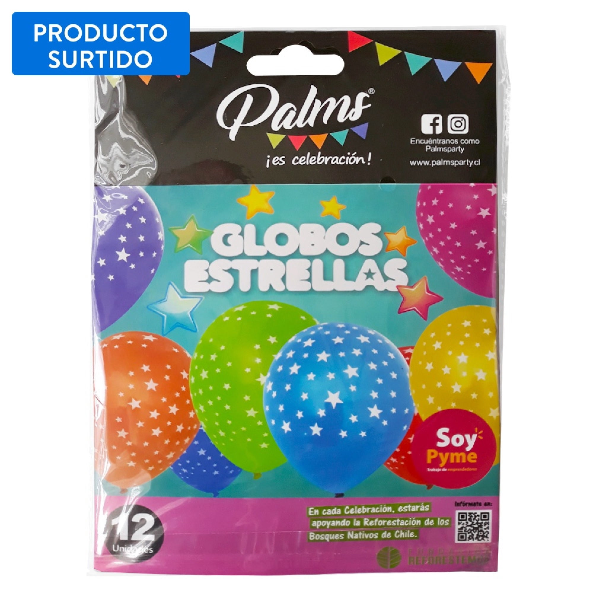 Set 12 Globos Estrella, Color Surtido 1 Un Palms