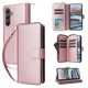 thumbnail image 1 of Funda Cartera con Cremallera y Correa para Samsung Galaxy A34 Soporte y Tarjetero Oro rosa, 1 of 6