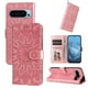 thumbnail image 2 of Funda tipo cartera FOXDOCK para Google Pixel 9 , diseño girasol en relieve, cuero PU, cierre magnético, soporte y tarjetero, 2 of 5