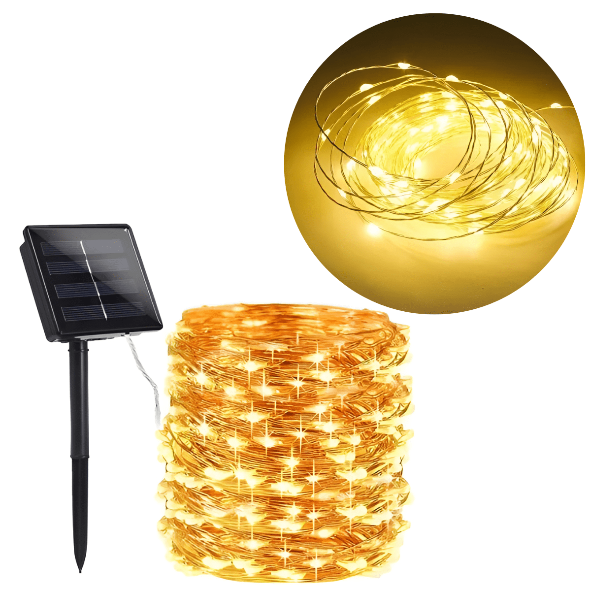 Genérica - Luces Luz Hada Navidad Recarga Solar 20mts Cálida