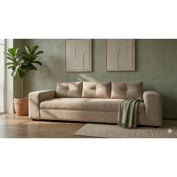 Sofa Praga 3 Cuerpos Felpa Beige