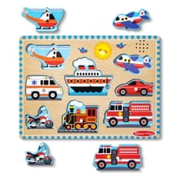 Puzzle Encaje De Madera La Granja Con Sonido Melissa And Doug - Vehiculos