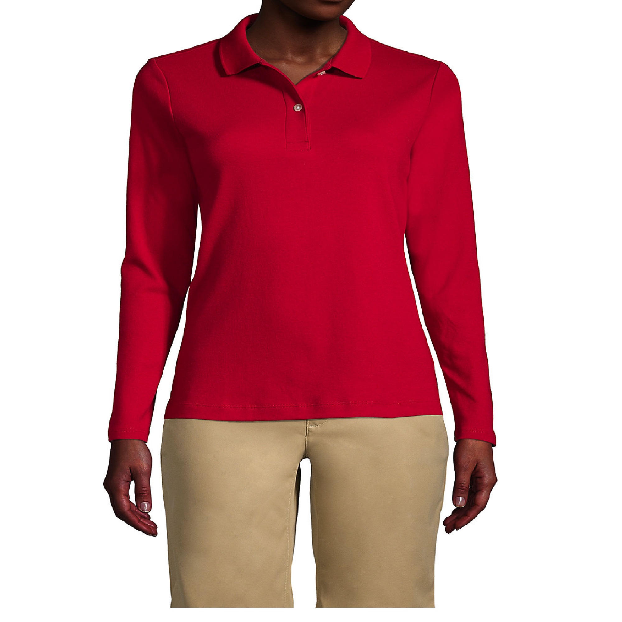 90 Grados - Polera Pique Mujer Manga Larga Rojo Protección Uv