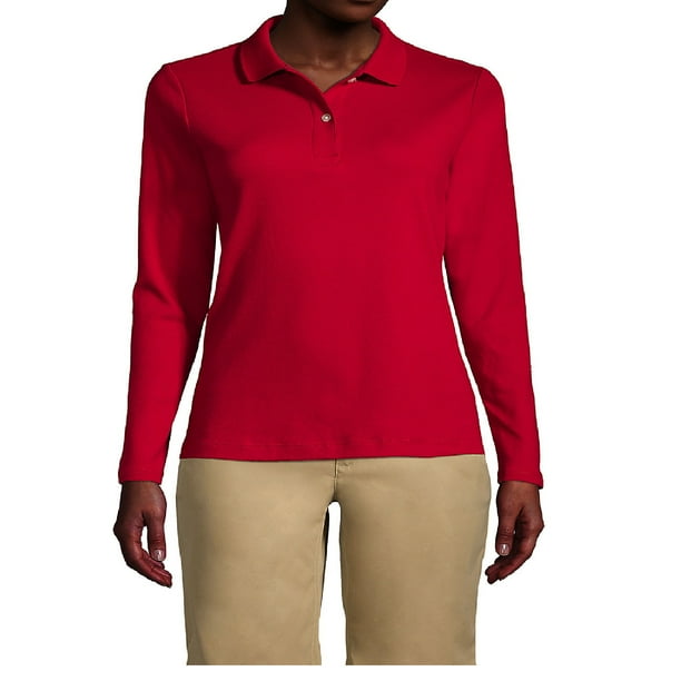 Polera Pique Mujer Manga Larga Rojo Protección Uv
