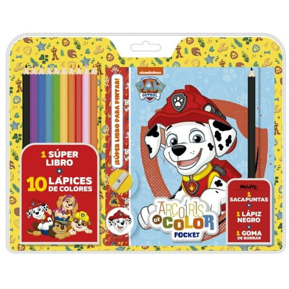 Libro para Colorear Paw Patrol + Set Lápices de Colores