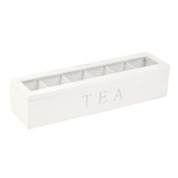Magideal - Caja De 6 Compartimentos Para Bolsitas De Té, Soporte Apilable Para Bolsitas De Té, Caja De Para Té Con Tapa Para Bolsitas De Té De Cápsulas De Blanco