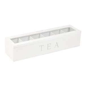 Magideal - Caja De 6 Compartimentos Para Bolsitas De Té, Soporte Apilable Para Bolsitas De Té, Caja De Para Té Con Tapa Para Bolsitas De Té De Cápsulas De Blanco