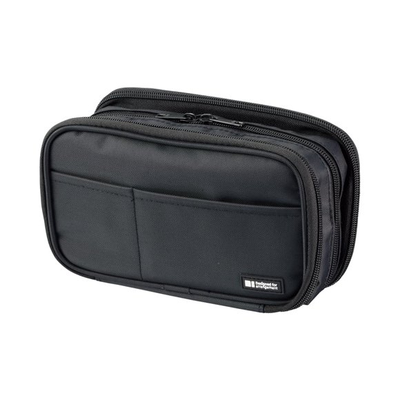 Estuche para lápices LIHIT LAB de gran capacidad con triple cremallera, color negro azabache