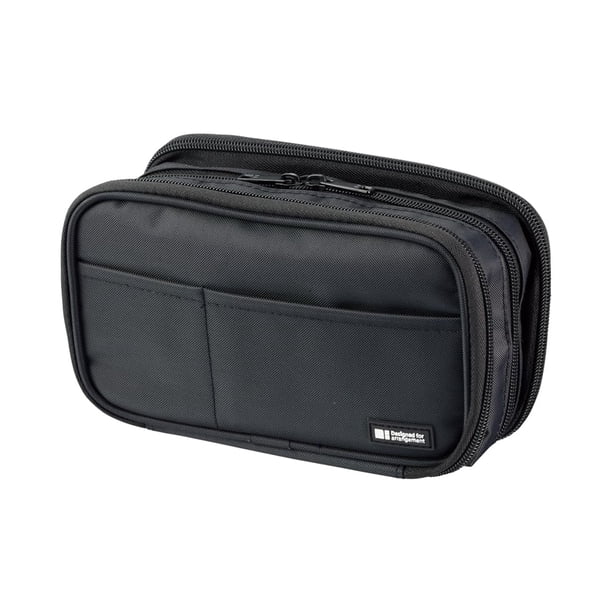 Estuche para lápices LIHIT LAB de gran capacidad con triple cremallera, color negro azabache